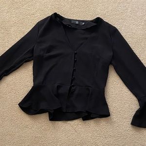black button down peplum top